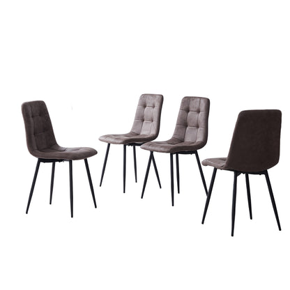 Eetkamerstoel – Stoel – Kuipstoel – Draaistoel – Eettafelstoel – Ergonomisch Comfort – Kunstleren Bekleding – Zwarte Metalen Poten – Verstelbare Voetdoppen – Set Van 4 – Donkerbruin