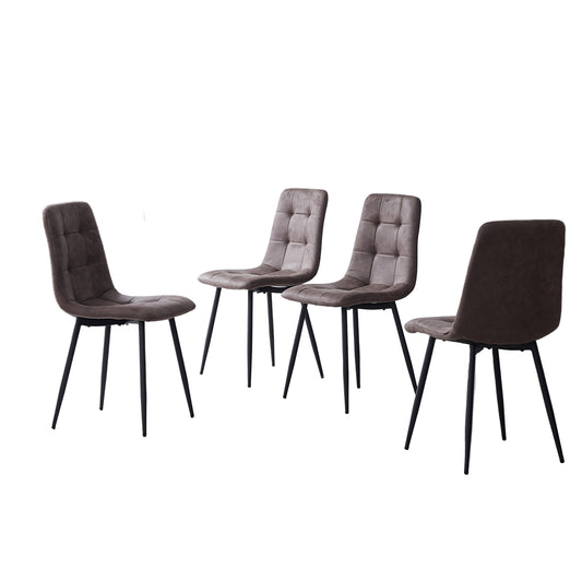 Eetkamerstoel – Stoel – Kuipstoel – Draaistoel – Eettafelstoel – Ergonomisch Comfort – Kunstleren Bekleding – Zwarte Metalen Poten – Verstelbare Voetdoppen – Set Van 4 – Donkerbruin
