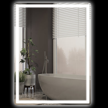 LED Badkamerspiegel – Spiegel, Wandspiegel, Make-up Spiegel, Badkamermeubel Spiegel – Variant Wit – Touchschakelaar – Anti-Dampfunctie – 60 x 80 x 4 cm