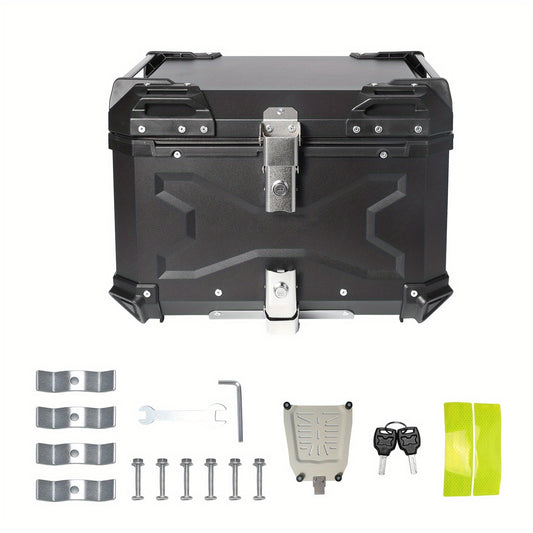 Motor Topkoffer – Motor Bagagebox – Helm Opbergkoffer – Motor Achterkoffer – Motor Kofferbak – 55 Liter – Duurzaam Aluminium Matzwart