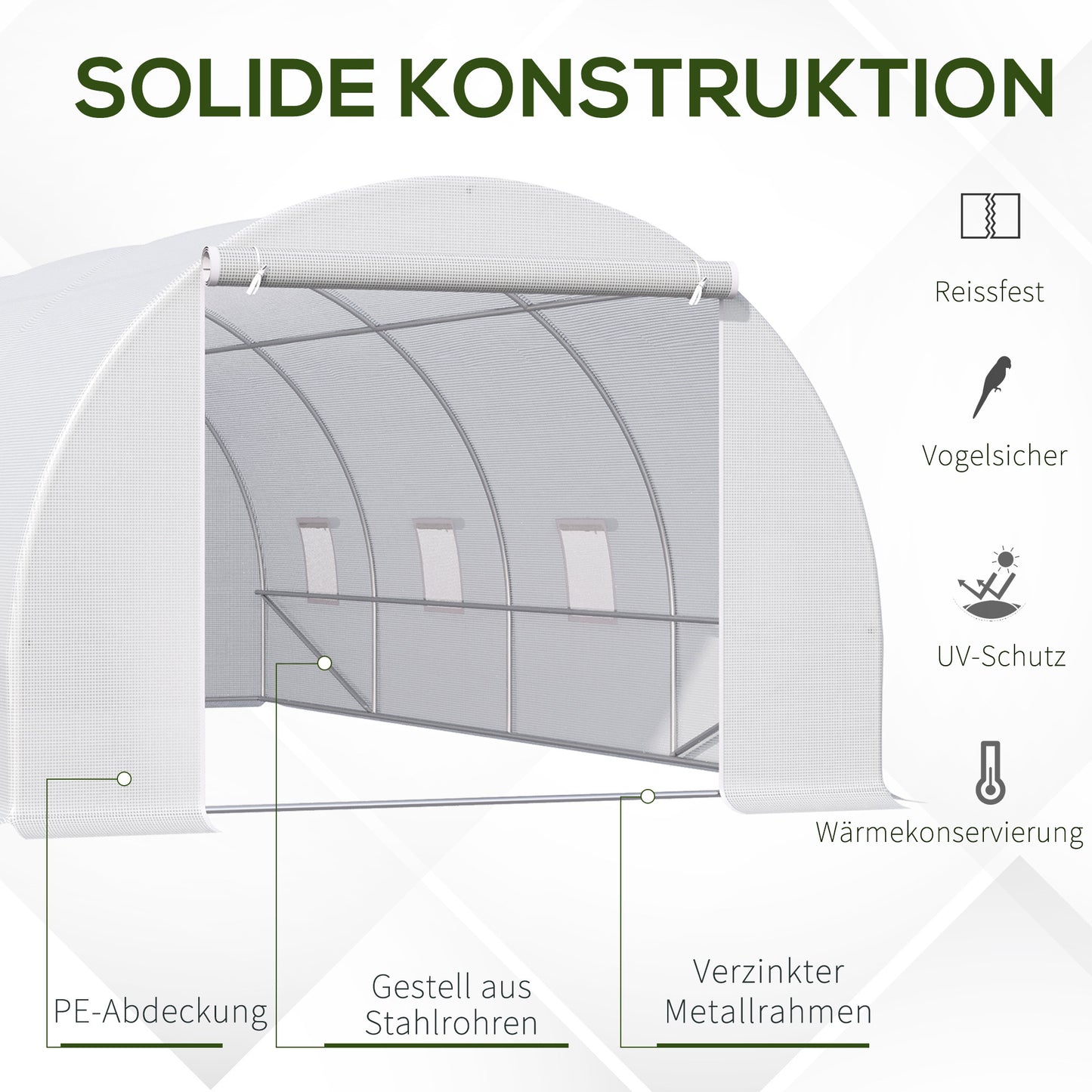 Kweekkas – Kas – Tuinkas – Plantentunnel – Broeikas – Groot 595x300x200 cm – Verstevigd Verzinkt Stalen Frame – UV-bestendige Transparante PE Folie