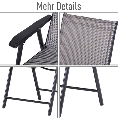 Campingstoel – Klapstoel – Vouwstoel – Kampeerstoel – Visstoel – Met Armleuningen – Stevig Metalen Frame – 58 x 64 x 94 cm – Grijs – Set Van 2