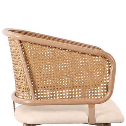 2 Dining Room Chairs in Rattan with PU Leather Cushions, Combining Comfort And Breathability with Modern Minimalist Style. Suitable for Dining Room, Living Room And Cafe., Dining Table Chairs, Kitchen Table And Chairs Set, Ch