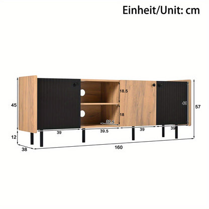 TV Meubel – TV Kast – Televisie Meubel – Mediameubel – Dressoir – Zwart met houtkleur – 160 cm breed – MDF materiaal