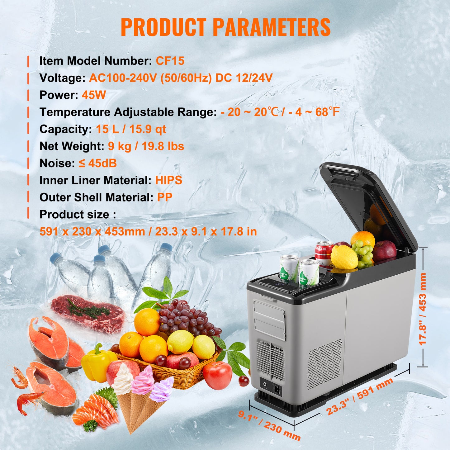 Draagbare Auto Koelbox – Mobiele Koelbox – Auto Mini Koelkast – Portable Koelbox – 15 Liter – Compressor Koeling – Bluetooth Bedienbaar