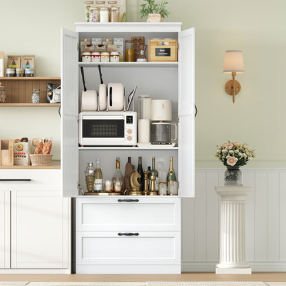 Hoge Kast – Opbergkast – Keukenkast – Boekenkast – Dressoir – Wit – 178,5 cm Hoog – Verstelbare Planken – Duurzaam Hout