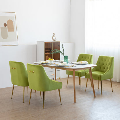 Eetkamerstoel Set – Design Stoel – Fluwelen Stoel – Dining Chair – Comfortabele Stoel – Grijs Fluweel – Gouden Metalen Poten – Zacht Gewatteerd Zitvlak – Stabiel Metalen Frame