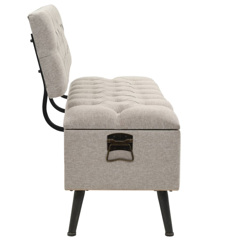 Opbergbank – Zitbank – Opbergkist – Halbank – Opbergmeubel – Kunstleren Bekleding – Hardhouten Frame – Rugleuning – Crème