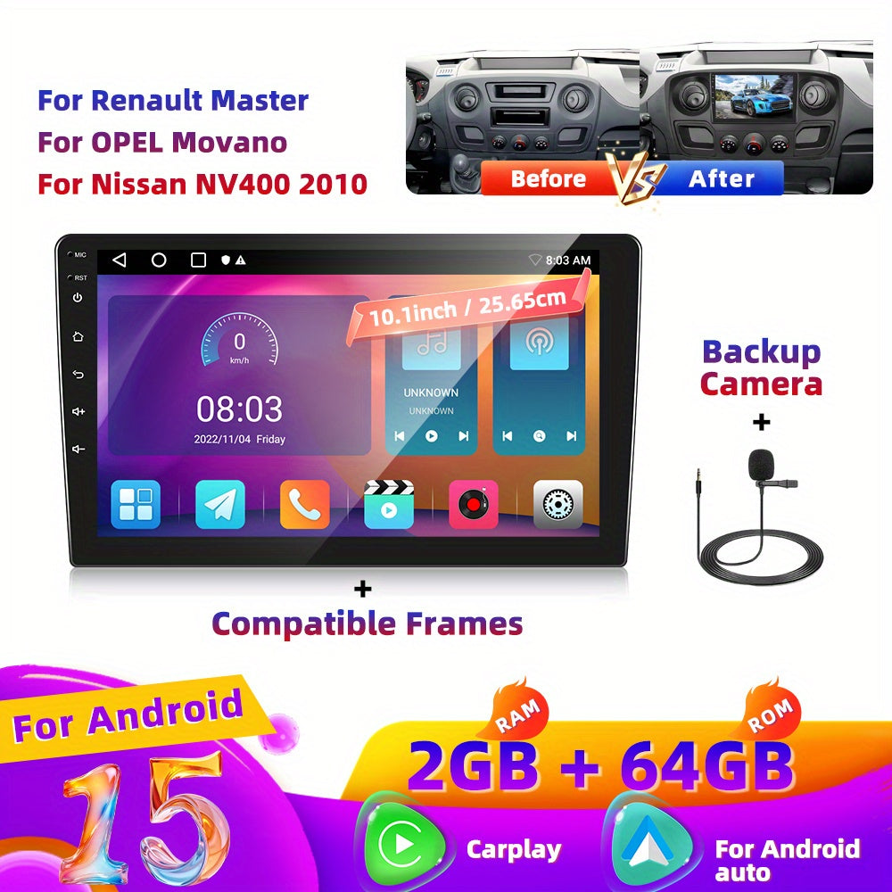 Android Autoradio – Auto Stereo – Multimedia Systeem – Navigatie Systeem – Carplay Radio – 10,1 Inch 1280P IPS Touchscreen – Draadloze CarPlay & AHD Achteruitrijcamera