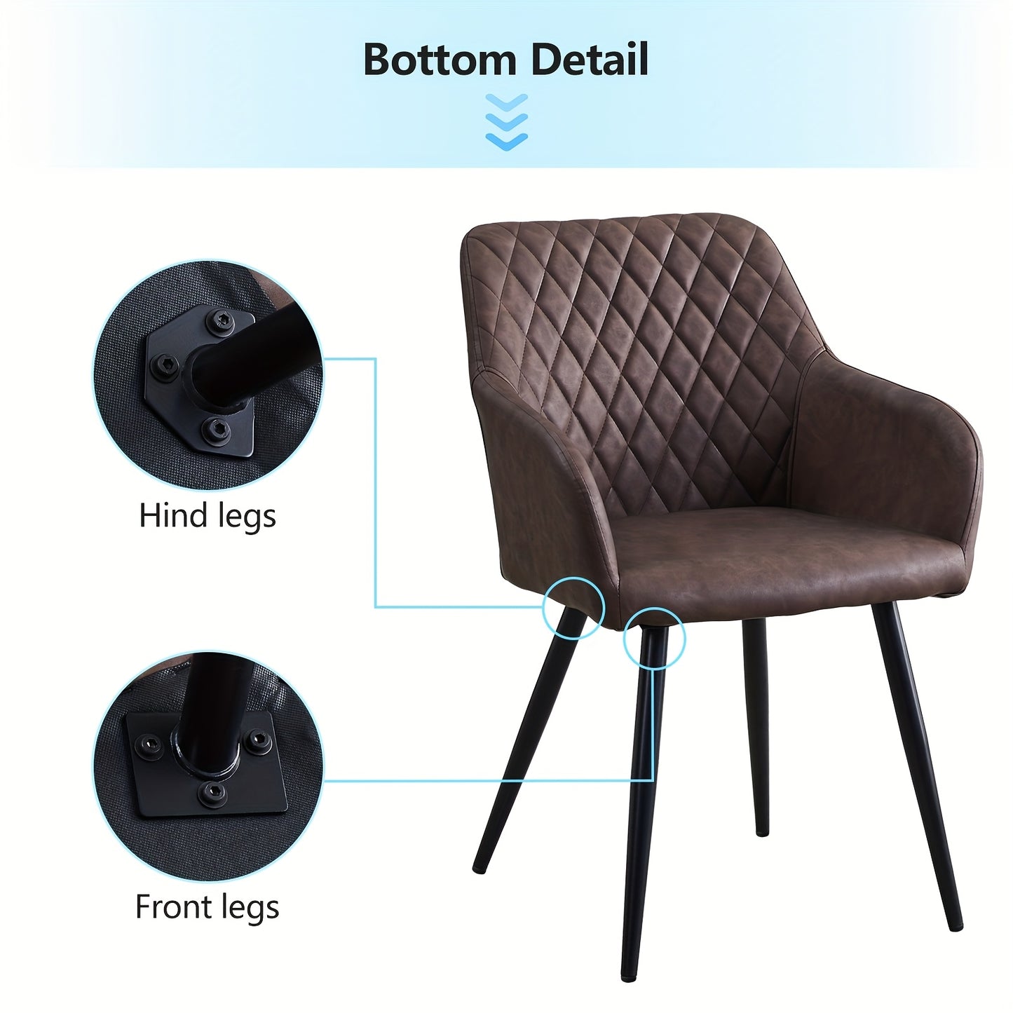 Kuipstoel – Eetkamerstoel – Armstoel – Stoel – Kunstleren Stoel – Set van 2 – Donkergrijs – Memory Foam – Aluminium Frame