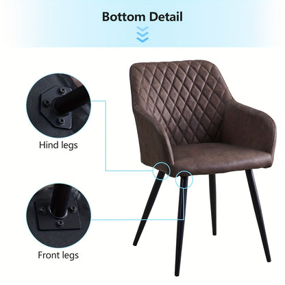 Kuipstoel – Eetkamerstoel – Armstoel – Stoel – Kunstleren Stoel – Set van 2 – Donkergrijs – Memory Foam – Aluminium Frame