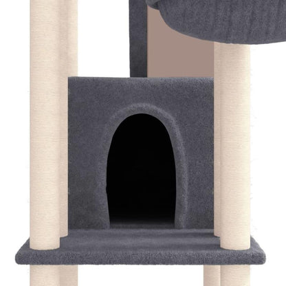 Kattenklimrek – Krabpaal – Krabton – Kattenboom – Klimpaal – Grijs – Stevig Multiplex – 201 cm Hoog