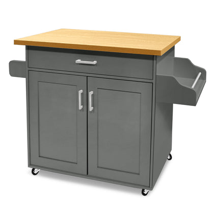 Keukentrolley – Serveerwagen – Keukenwagen – Roltafel – Opbergkar – Met Handdoekhouder en Kruidenrek – MDF Werkblad 115x36x90 cm – Makkelijk Verplaatsbaar met Stevige Wieltjes