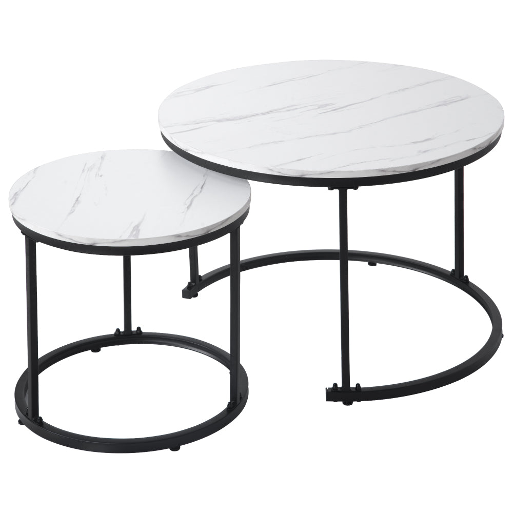 Ronde Bijzettafels – Salontafel – End Table – Nesting Tafels – Woonkamer Tafels – Set Van 2 – Hoogwaardig Metaal – Ruimtebesparend Design