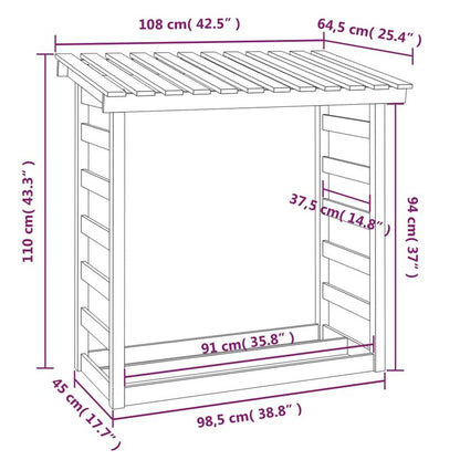 Houtopslag Buiten – Houtrek Buiten – Haardhoutrek – Brandhoutrek – Houtopslag Met Afdekhoes – Massief Dennenhout – Weerbestendig Design – 108x64,5x110 cm – Wit