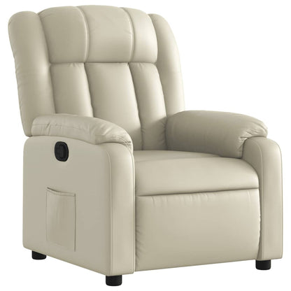 Elektrisch Verstelbare Fauteuil – Relaxfauteuil – Leunstoel – Ruststoel – Loungestoel – Crèmekleur – Comfortabel Kunstleer – Verstelbaar Tot 135 Graden