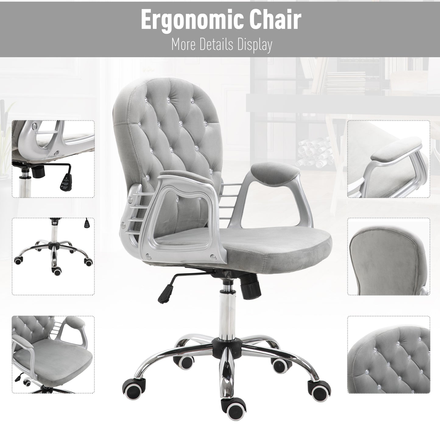 Bureaustoel – Ergonomische Stoel – Office Chair – Draaistoel – Bureau Stoel – Roze PU Bekleding – Verstelbare Hoogte 95-105 cm – Max 120 kg Belastbaar