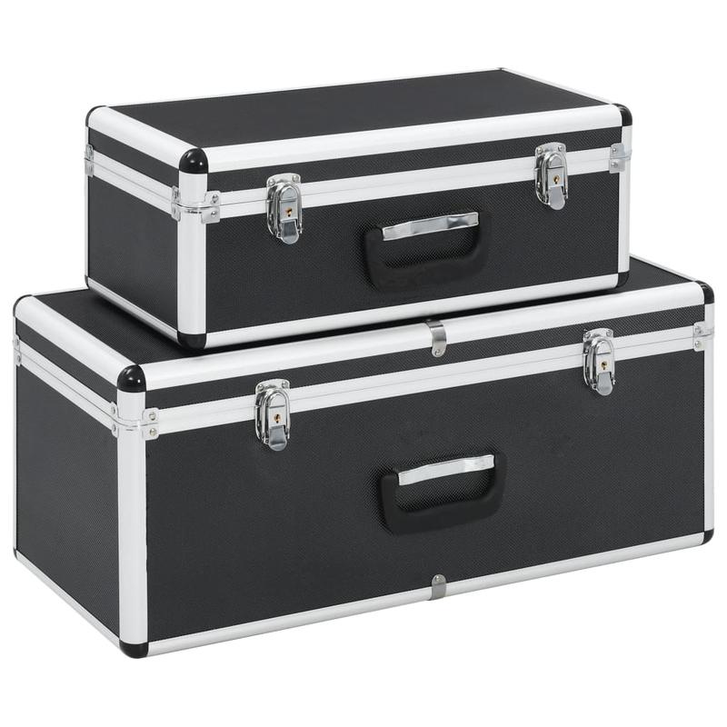 Opbergkoffer – Opbergkist – Gereedschapskoffer – Opbergbox – Opbergbak – Aluminium & ABS – Set Van 2 Met Slot & Verstevigde Hoeken