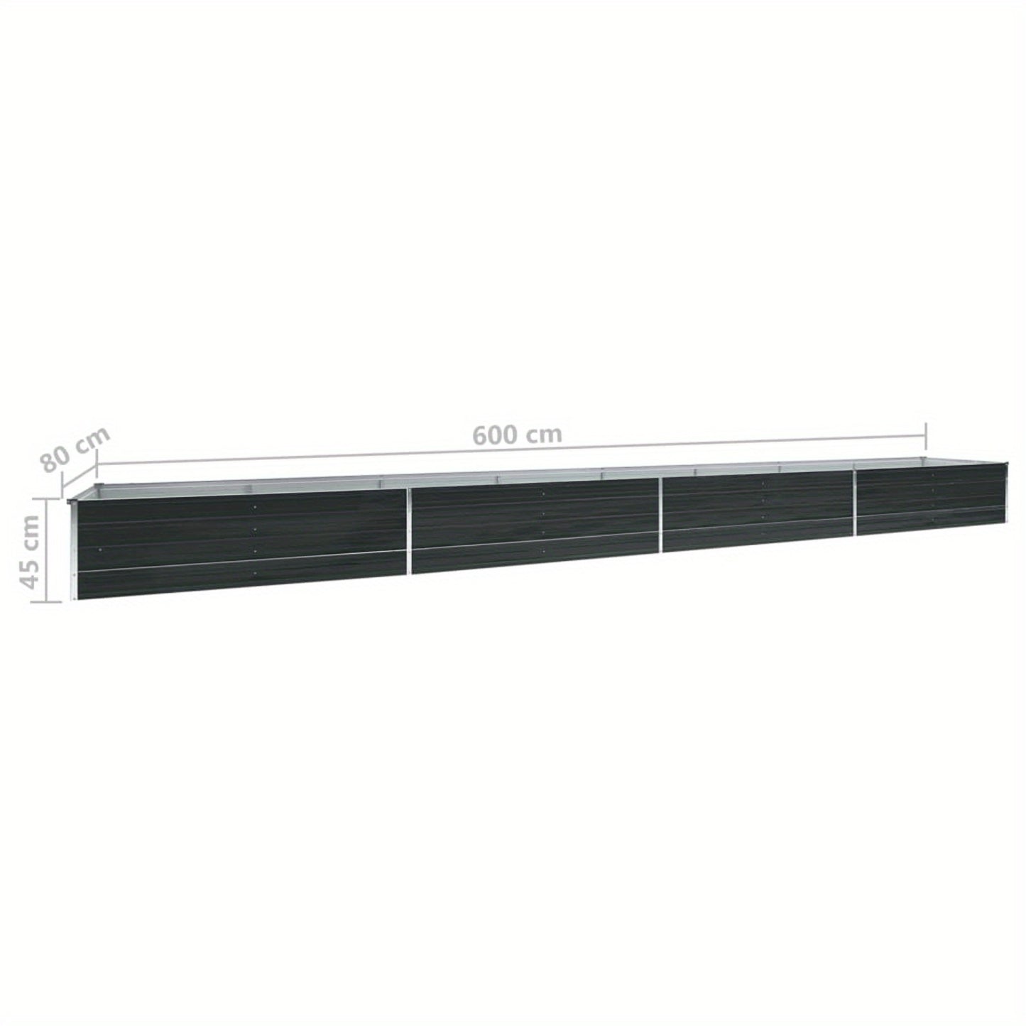Tuinbak Verhoogd – Plantbak – Moestuinbak – Bloembak – Groentebak – Gegalvaniseerd Staal – 600x80x45 cm – Antraciet - QUORE