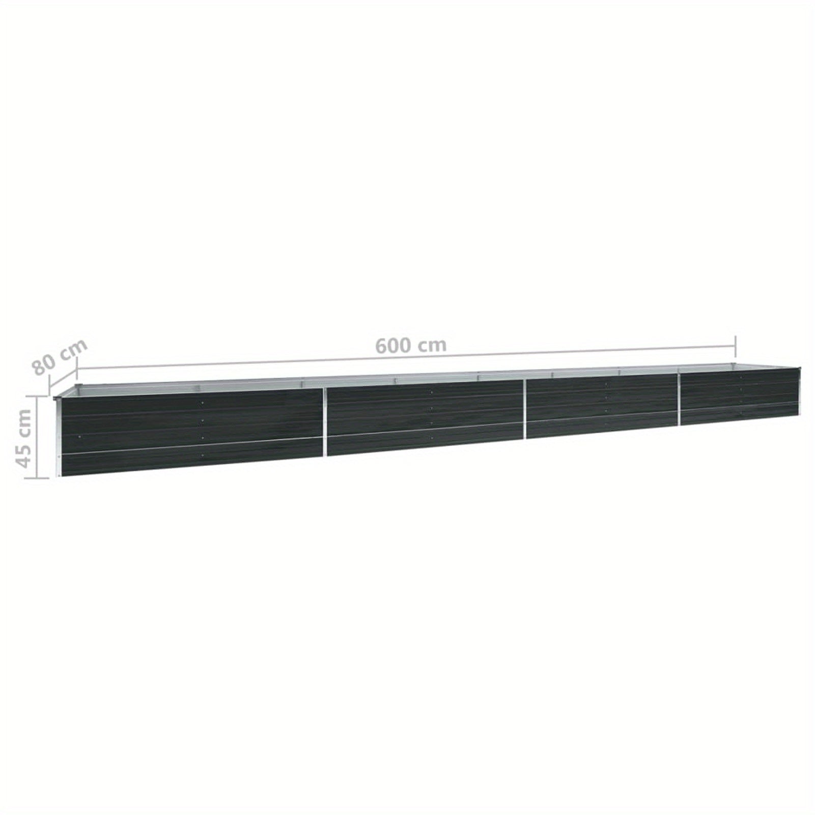 Tuinbak Verhoogd – Plantbak – Moestuinbak – Bloembak – Groentebak – Gegalvaniseerd Staal – 600x80x45 cm – Antraciet - QUORE