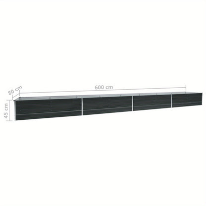 Tuinbak Verhoogd – Plantbak – Moestuinbak – Bloembak – Groentebak – Gegalvaniseerd Staal – 600x80x45 cm – Antraciet - QUORE