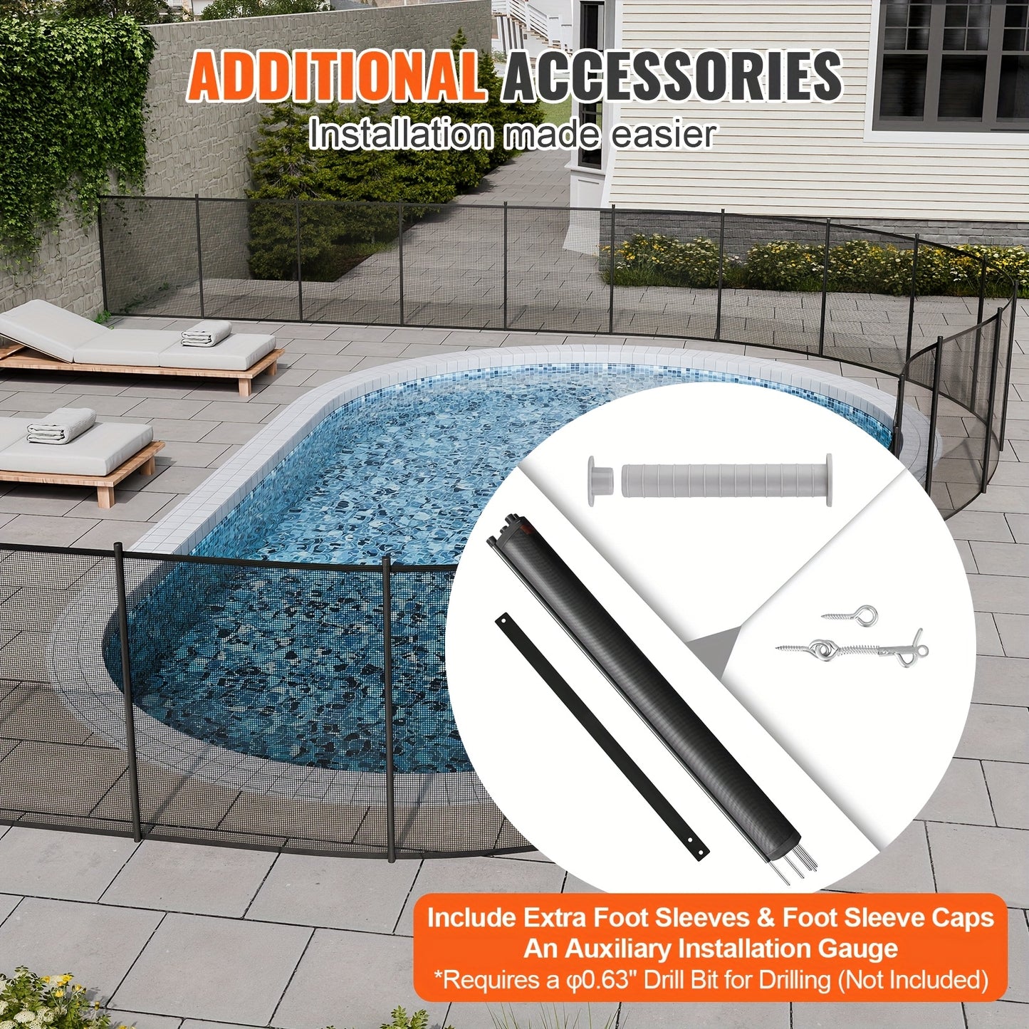 Zwembadhek – Zwembadafscheiding – Zwembadomheining – Pool Fence – Veiligheidshek – 4x72FT Zwart Roestvrijstaal – Duurzaam Materiaal – Eenvoudige Draadtensionering
