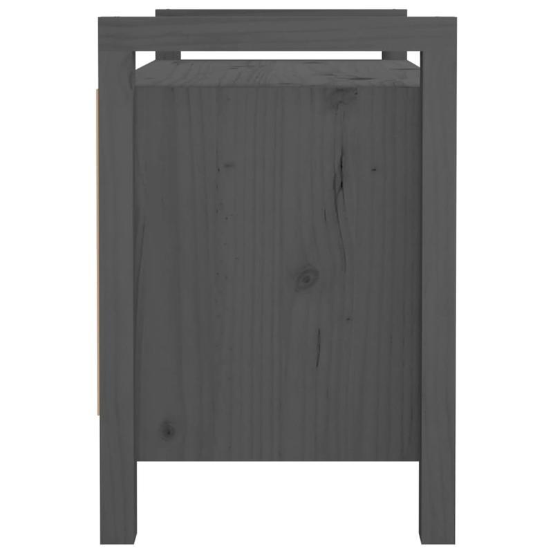 Modern Gray Solid Pine Wood Half Bench with Storage - 80x40x60cm, Perfect for Entryway or Living Room, Dual-Function Shoe Rack & Organizer Stool, Shoe Storage Bench