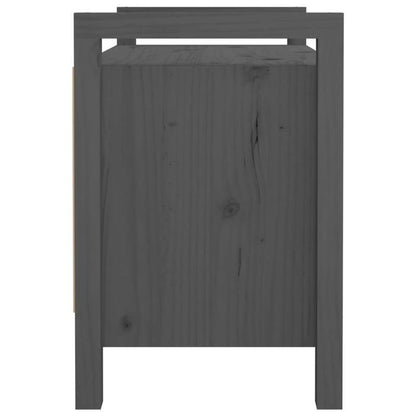 Modern Gray Solid Pine Wood Half Bench with Storage - 80x40x60cm, Perfect for Entryway or Living Room, Dual-Function Shoe Rack & Organizer Stool, Shoe Storage Bench