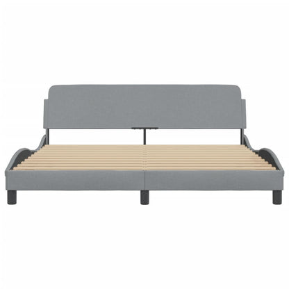 Bed frame without mattress light grey 180x200 cm fabric with Slat Support Platform Bed Frame Suitable for Mattress Size 180 x 200 cm for Bedroom