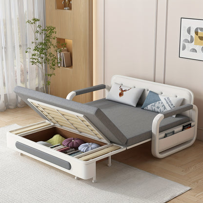 Slaapbank – Bedbank – Bankbed – Logeerbank – Slaapmeubel – 120 cm – Slaapfunctie En Opbergruimte – Modern Donkergrijs/Wit