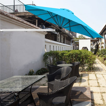Wandparasol – Muurparasol – Balkonparasol – Tuinparasol – Zonnescherm – Kantelbaar en Draaibaar – Aluminium Frame en Waterafstotend Doek – Ø 250 cm – Turquoise