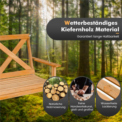 Schommelbank – Tuinschommel – Hangbank – Buitenbank – Verandaschommel – Houten 2-zits – Weerbestendig Dennenhout – Verstelbare Ophanghoogte
