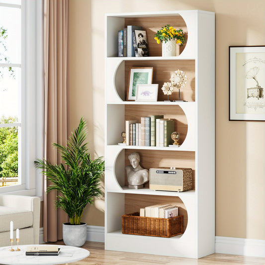 Boekenkast – Boekenplank – Boekrek – Vakkenkast – Opbergkast – Modern Wit – 6-Lagen 180 cm Hoog – Stevige Houten Constructie