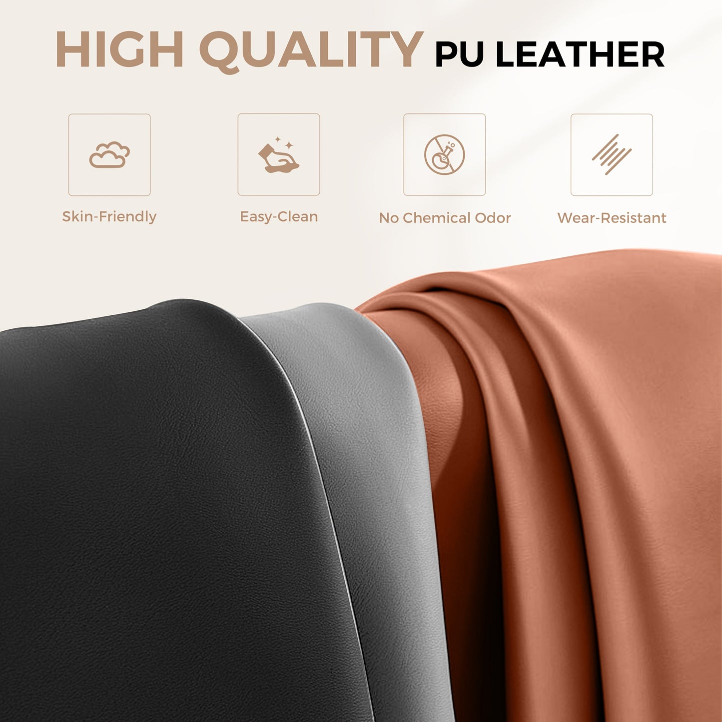 Bureaustoel – Kantoorstoel – Werkstoel – Bureaufauteuil – Bureaustoel Met Voetensteun – Ergonomische Hoge Rugleuning – Stevig Carbon Stalen Frame – PU Leer – Grijs