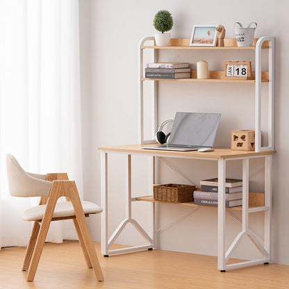 Bureau – Computertafel – Bureautafel – Schrijftafel – Werkplek – 100x50 cm – Dubbele Legplanken Met Antislip – Y-Vormig Stalen Frame