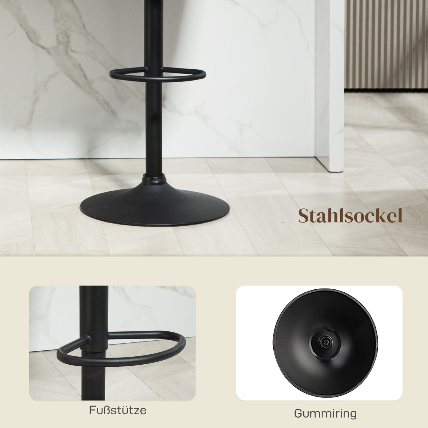 Barkrukken – Barstoelen – Keukenkrukken – Hoge Stoelen – Krukken Set – Donkergrijs – Verstelbare Hoogte – Metalen Onderstel Met Voetsteun