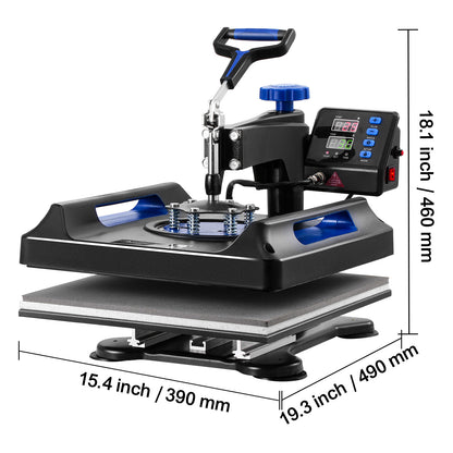 Warmtepers – Transferpers – Textielpers – Mokkenpers – 8-in-1 Multifunctionele Machine – Groot Persoppervlak 38x38 cm – Digitale Temperatuur- en Tijdinstelling
