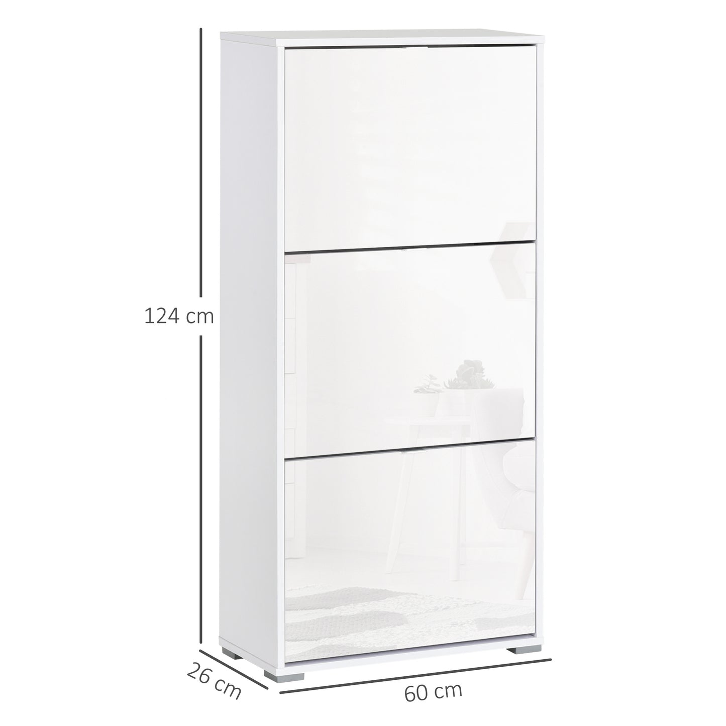 Schoenenkast – Schoenopberger – Schoenrek – Schoenopbergmeubel – Schoenenkastje – 3 Vouwdeuren – Lacquered Wit MDF