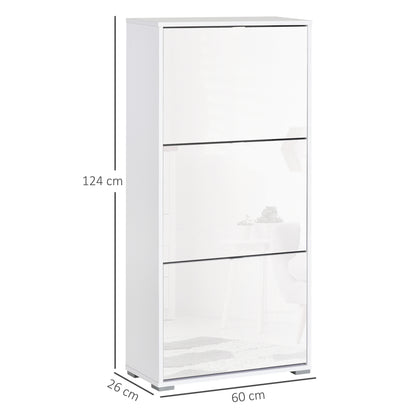 Schoenenkast – Schoenopberger – Schoenrek – Schoenopbergmeubel – Schoenenkastje – 3 Vouwdeuren – Lacquered Wit MDF