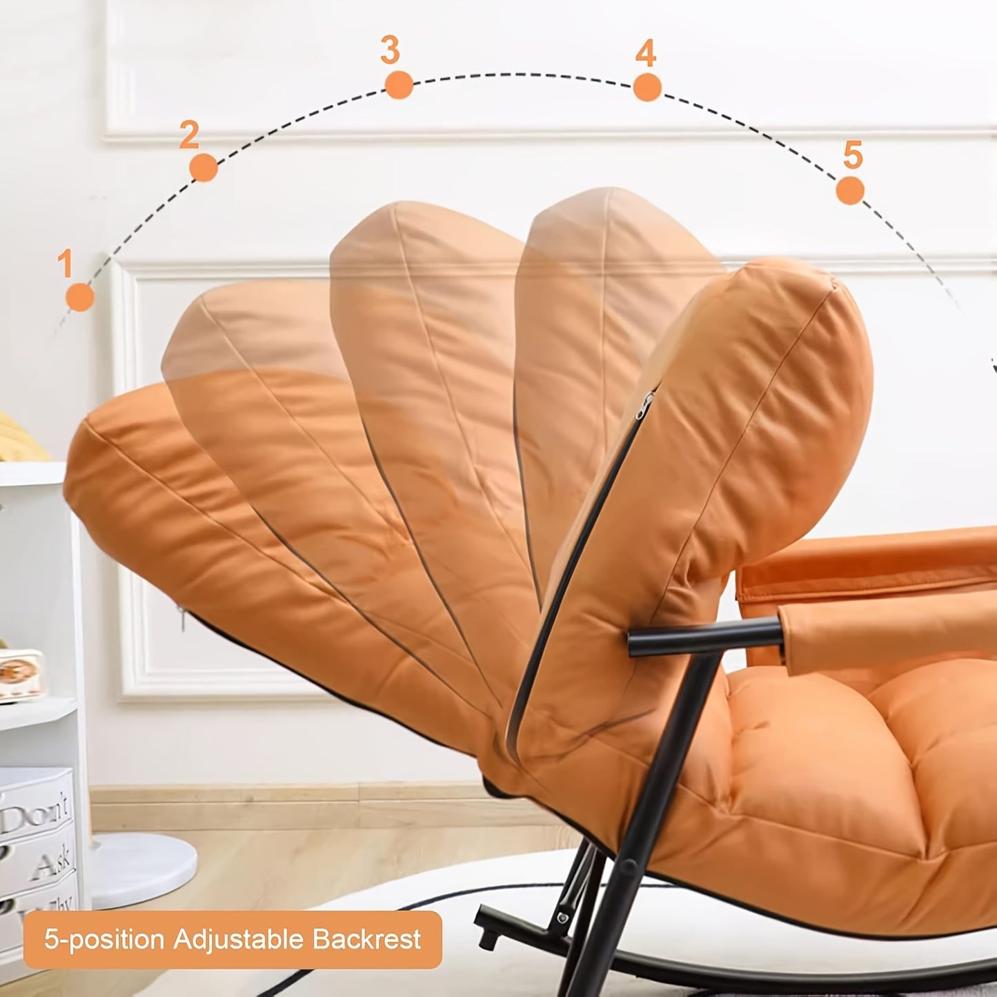 Schommelstoel – Schommelstoel Met Kussen – Rocking Chair – Relaxstoel – Ligstoel – Metalen Frame – Zacht Katoenen Zitkussen – Handmatige Rugleuning – Compact Ontwerp – Blauw
