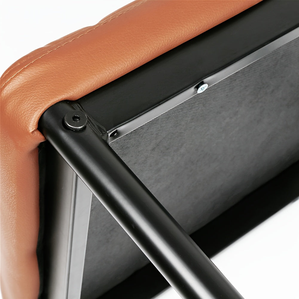 Eetkamerstoelen – Stoelen – Kuipstoelen – Keukenstoelen – Dining Chairs – Set Van 6 – Kunstleren Bekleding – Ergonomische Gebogen Rugleuning – Padded Zitting – Metalen Poten – Makkelijk Schoon Te Maken – Armloos – Modern Design – Bruin