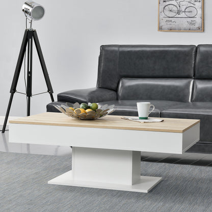 Salontafel – Woonkamertafel – Koffietafel – Bijzettafel – Tafel – Met 2 Opbergvakken – Eikenhout Look – Wit Frame – 110x60x40 cm