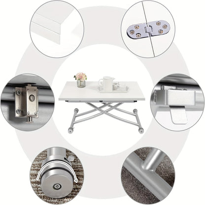 Multifunctionele Eettafel – Verstelbare Salontafel – Uitschuifbare Tafel – Lounge Tafel – Partytafel – Zwarte Walnoot Houtlook – Stevig Metalen Frame – Compact & Ruimtelijk