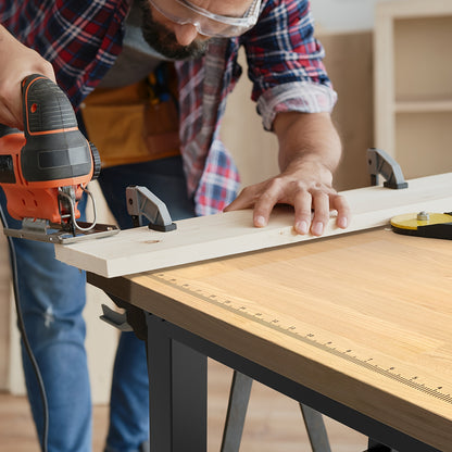 Werkbank – Werktafel – Werkbank Verstelbaar – Werkblad – Montagebank – Rubberhout – 120 cm – Verstelbare Hoogte 5 Standen – Draagvermogen 900+ kg
