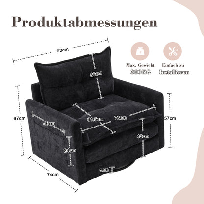 Loungestoel – Fauteuil – Relaxstoel – Draaistoel – Zitzak – 360° Draaibaar – Handmatig Verstelbare Rugleuning – Chenille Stof – Stevige Rugleuning