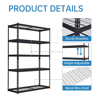 Heavy Duty 5-Tier Metal Corner Shelf Set, 1135kg Load Capacity, MDF Board Shelves, Boltless Design for Garage, Basement, Storage Room, Cellar Organization, Utility Shelves, Utility Shelves