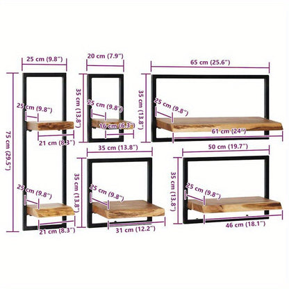 5pcs Mural Set Made of Solid Wood And Steel, Easy to Assemble, Modern Minimalist Design, Adjustable Wall Frame for Small Spaces.