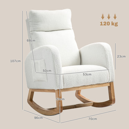 Draaifauteuil – Relaxfauteuil – Zwarte Fauteuil – Schommelstoel – Lounge Stoel – Crèmekleurig – Houten Frame – Dikke Padding – Max 120 kg Belastbaar