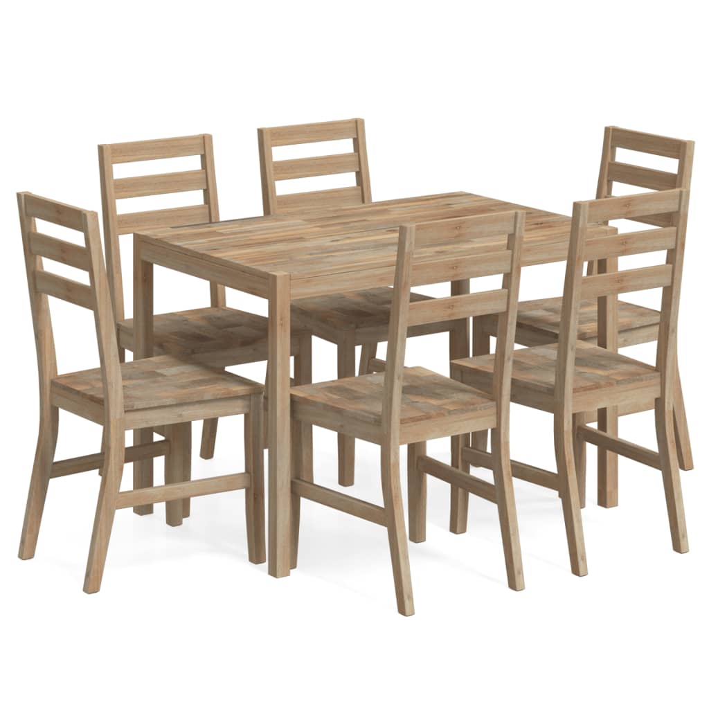Eettafelset – Houten Tafelset – Dinerset – Eetkamerset – Set van 6 - Acaciahouten Meubel – Massief Acaciahout – Stevige Constructie