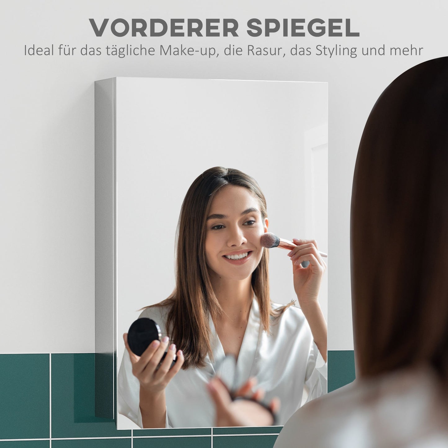 Badkamerspiegel – Spiegelkast – Badkamerkast – Wandspiegel – Opbergkast – Roestvrij Stalen Frame – 39x12x60 cm – 3 Planken